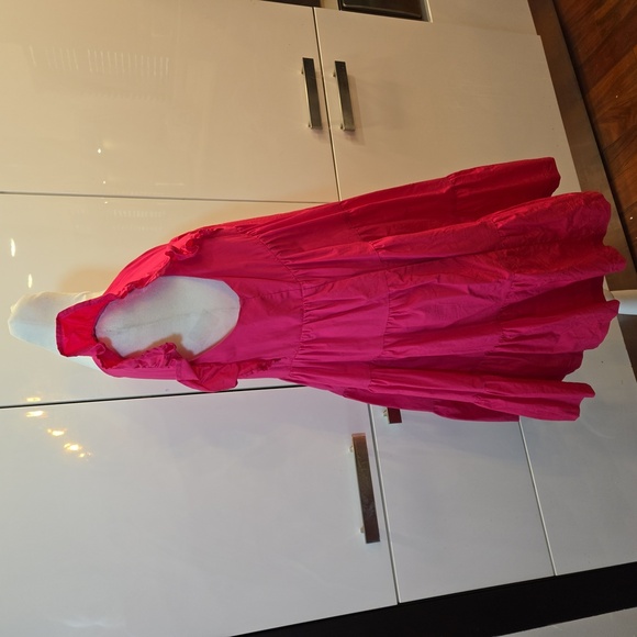 Cotton Tiered Ruffle Peasant Boho Sleeveless Dress Pink Size Large - Picture 4 of 11